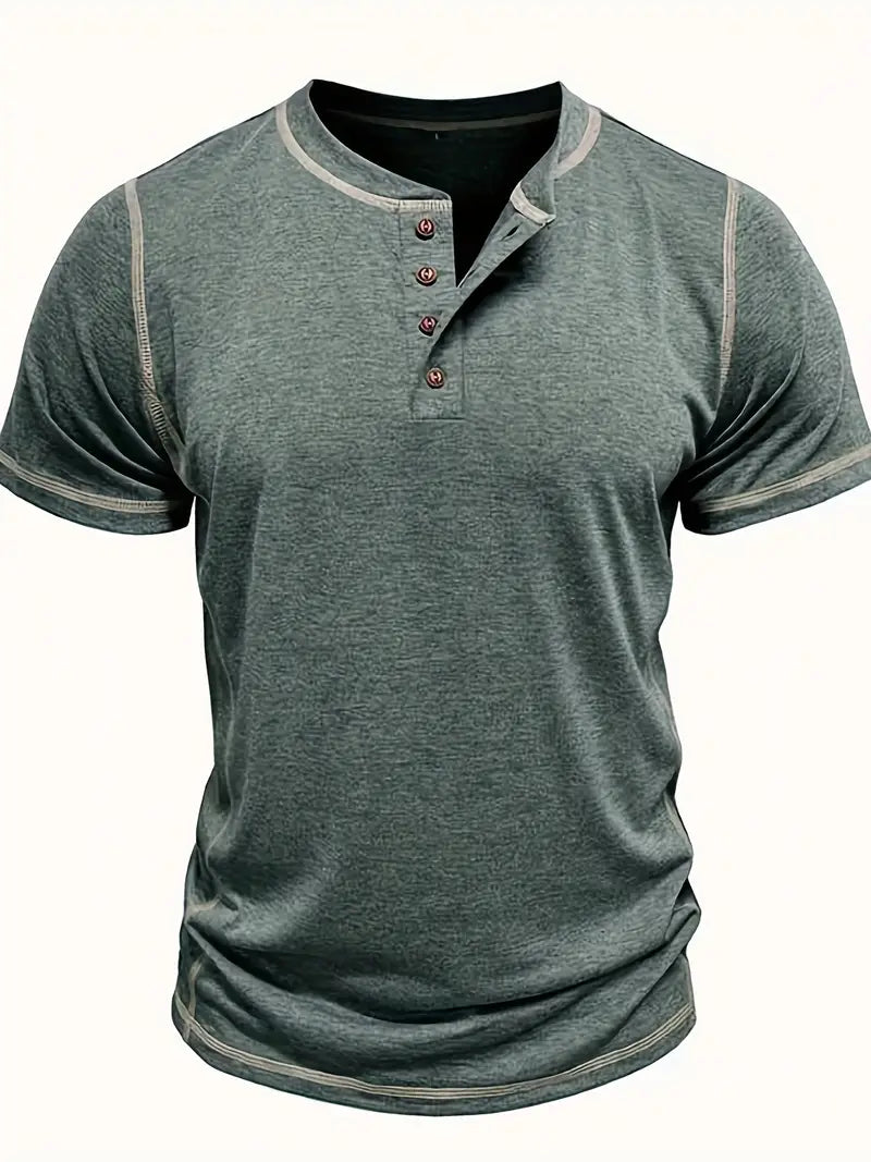 Orazio | Short Sleeve Henley Neck T-Shirt