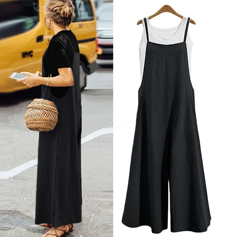 Jurina | Sleeveless Wide Leg Dungaree Jumpsuit