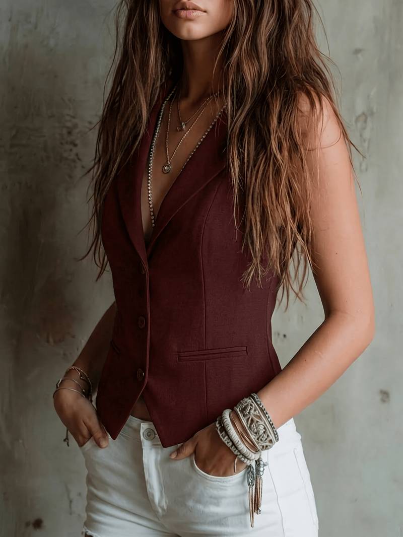 Arden | Sleeveless Tailored Vest with Pockets