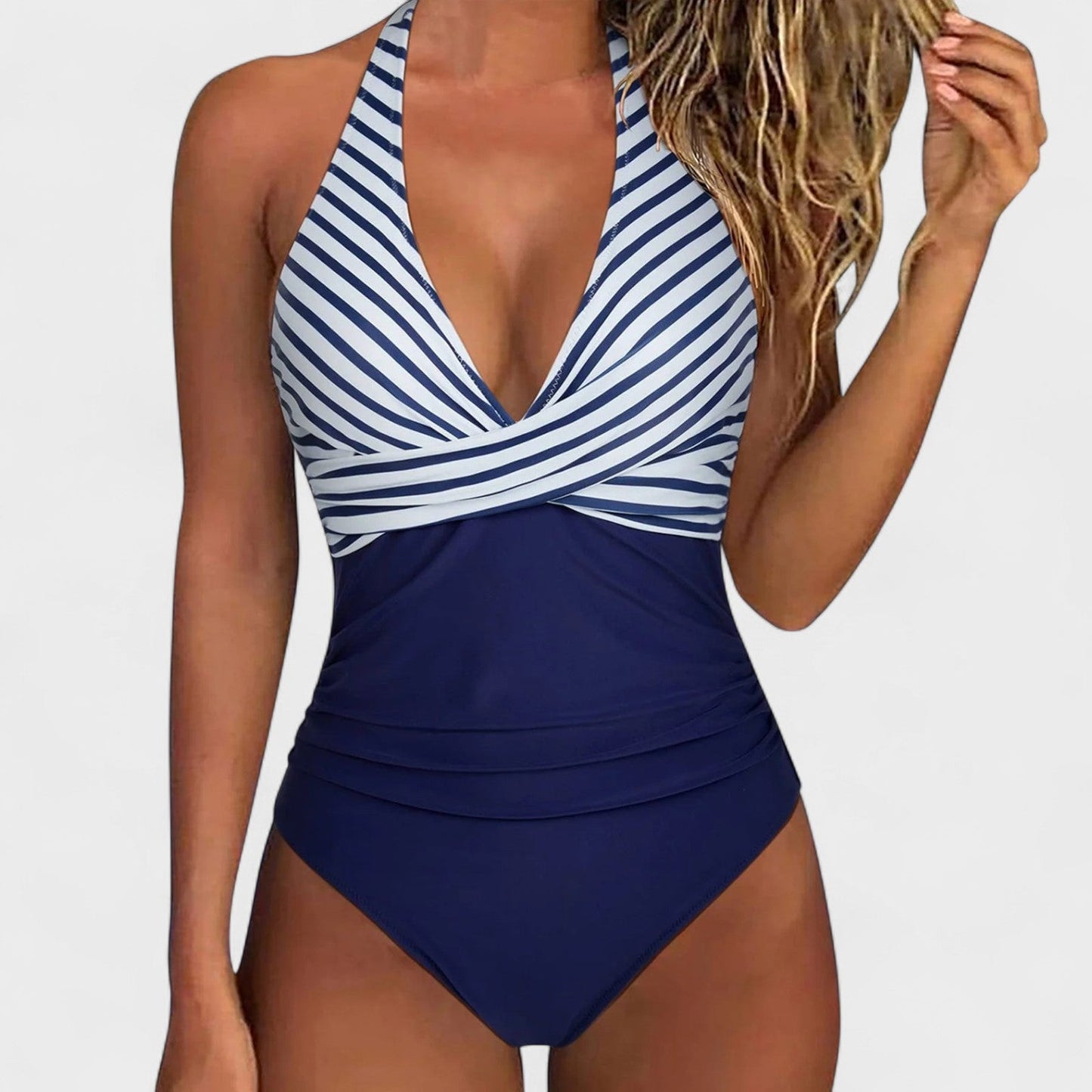 Edita | Halter Neck Ruched One-Piece Swimsuit
