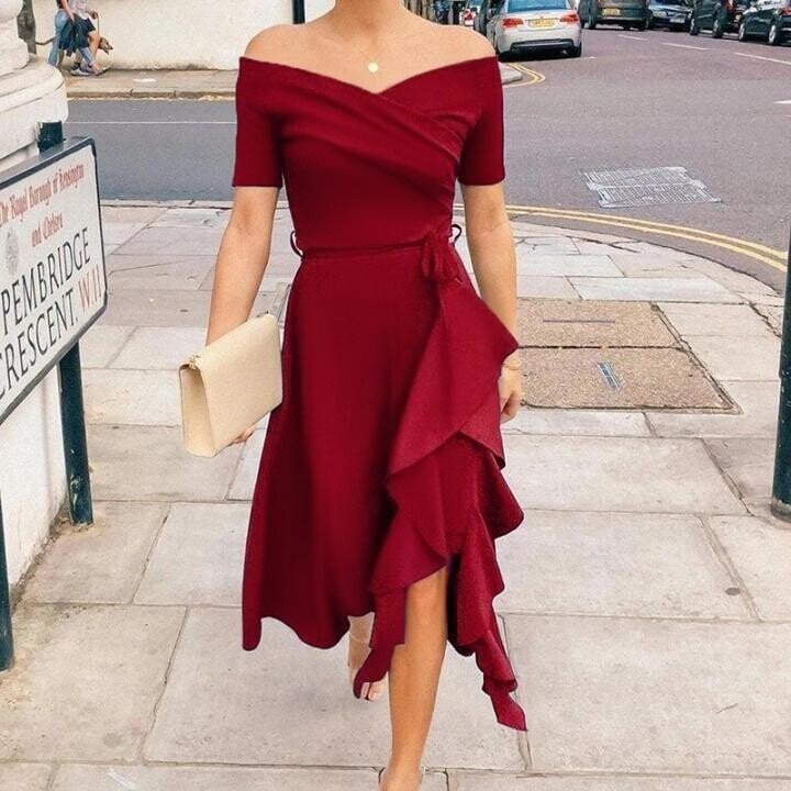 Valerie | Dress Off Shoulder Ruffle Wrap Hem