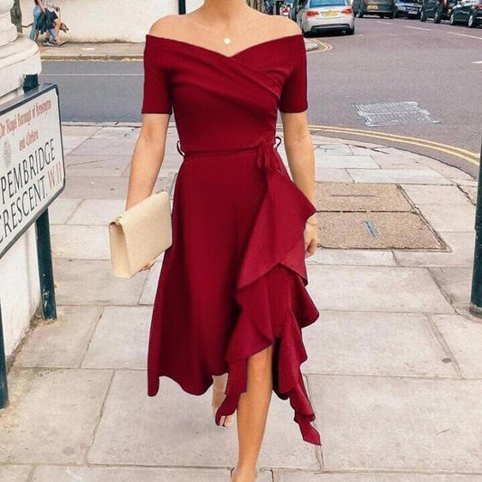 Valerie | Dress Off Shoulder Ruffle Wrap Hem