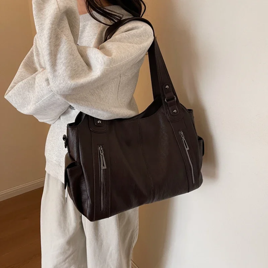 Lynn | Large Shoulder Tote Bag with Zip Pockets
