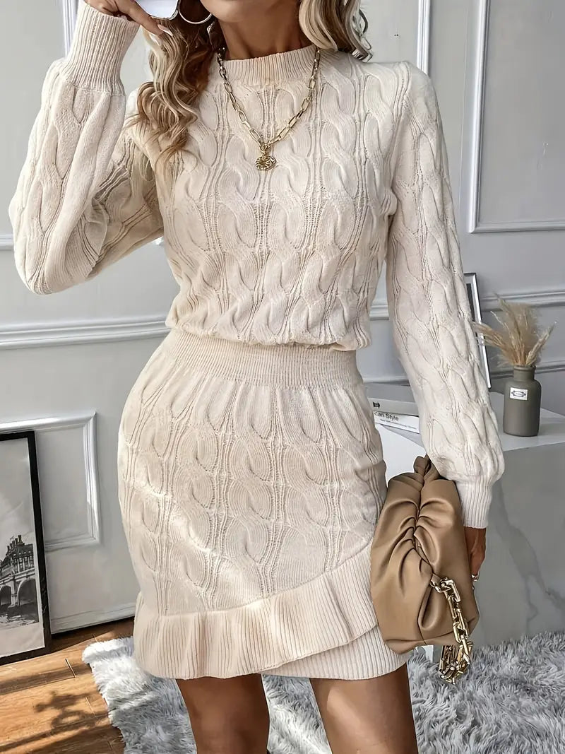 Katla | Knitted Cable Knit Long Sleeve Dress