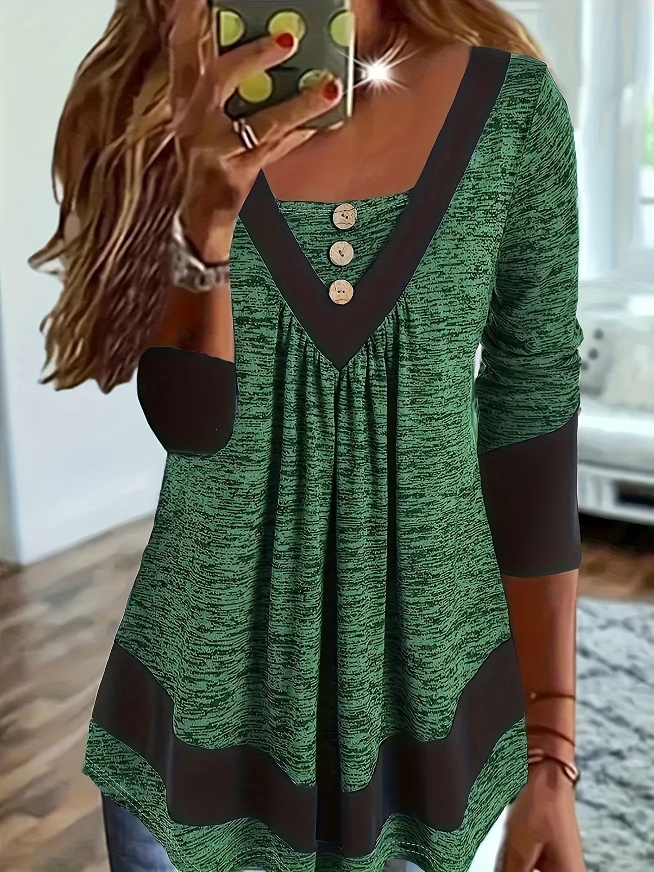 Grisel | Square Neck Button Detail Tunic