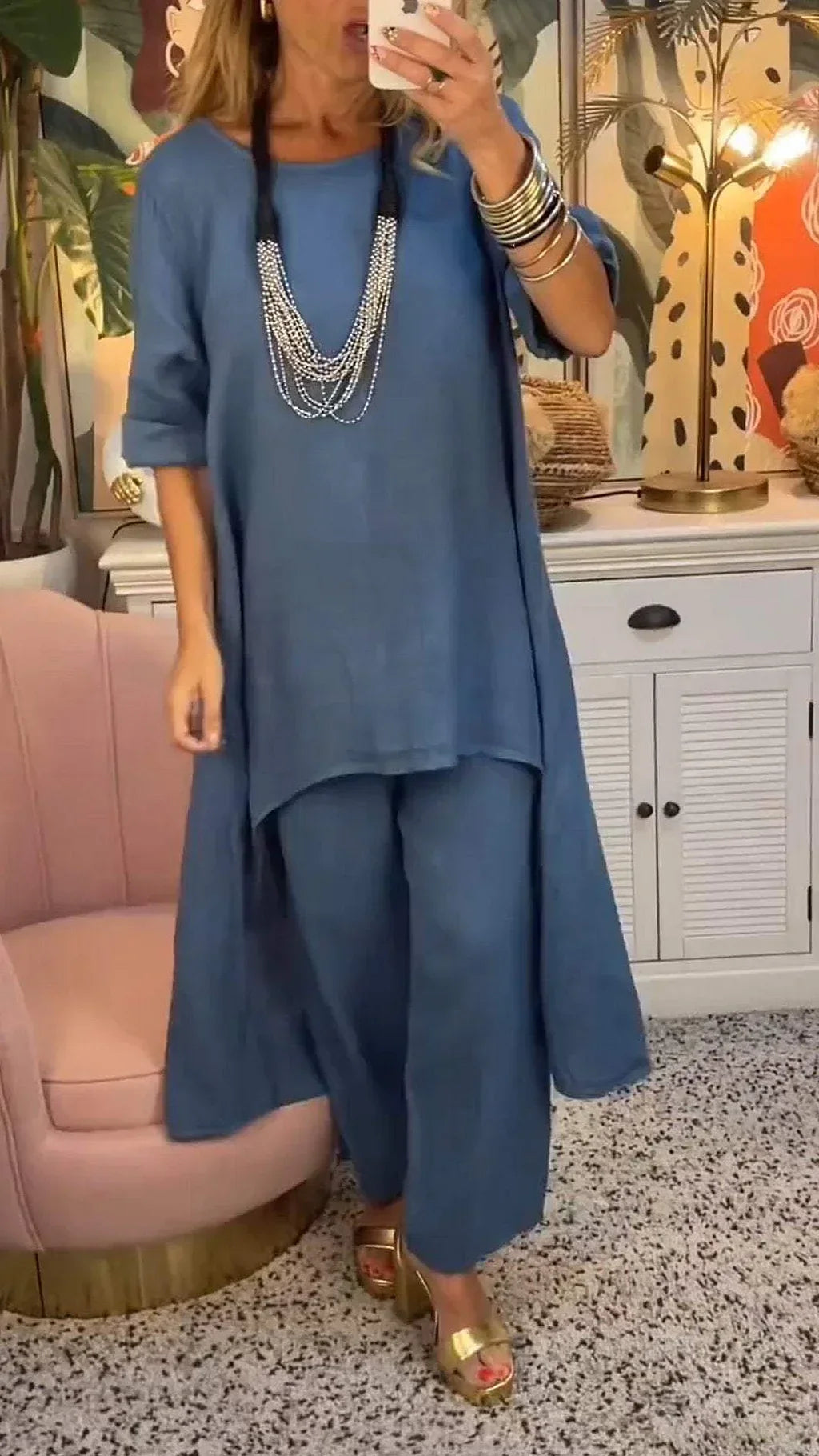 Maryla | Two Piece Asymmetric Tunic Trouser Set