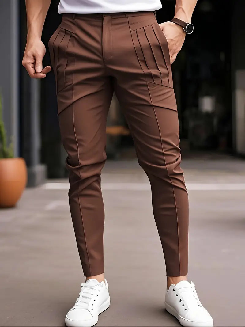 Edgardo | Pleated Slim Fit Trousers