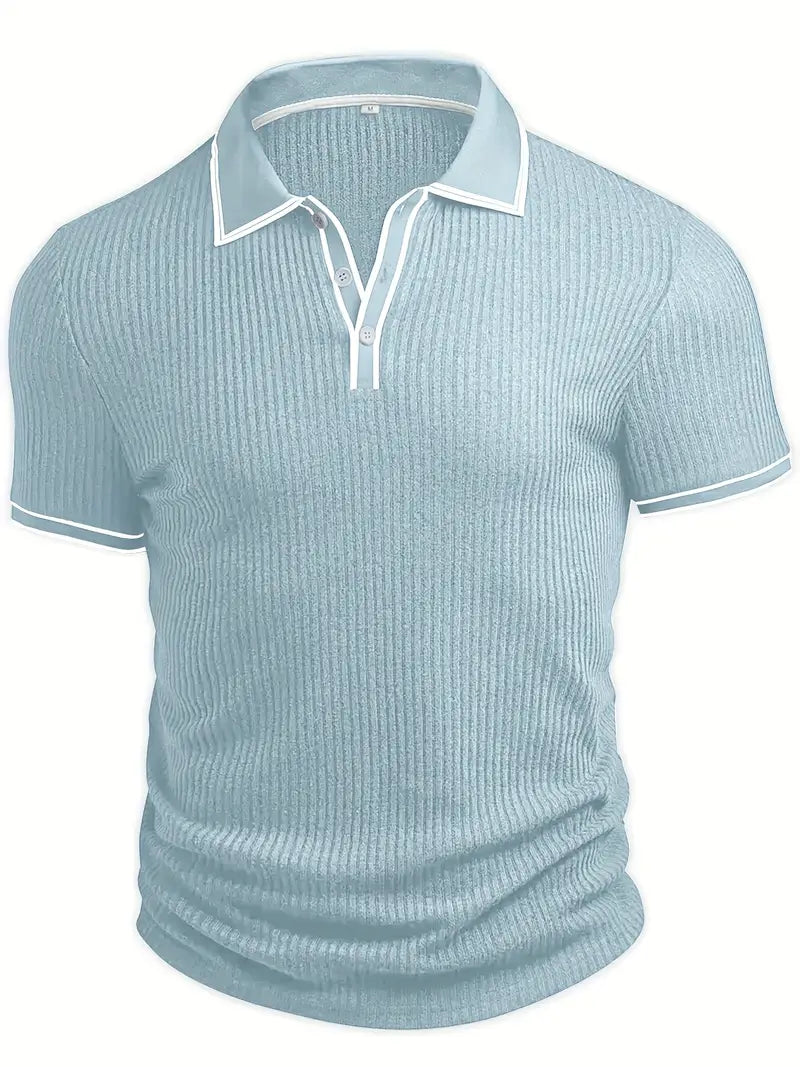 Orestis - Ribbed Short Sleeve Contrast Polo Shirt