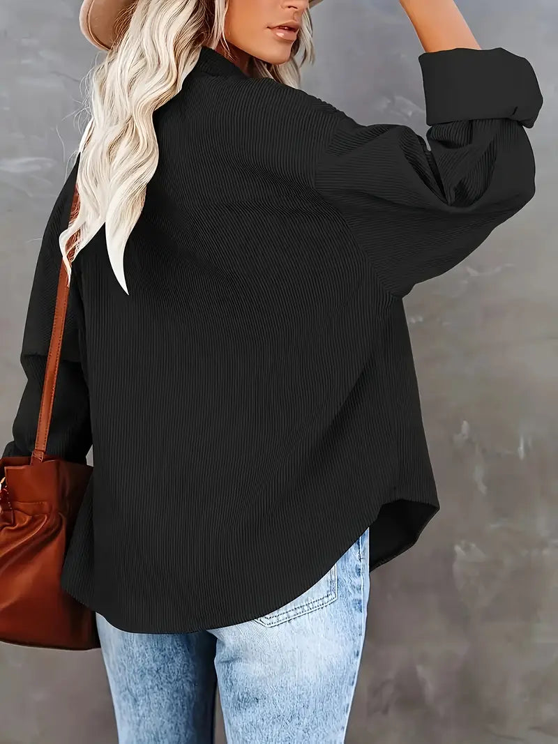 Irmela | Long Sleeve Button Front Corduroy Shirt
