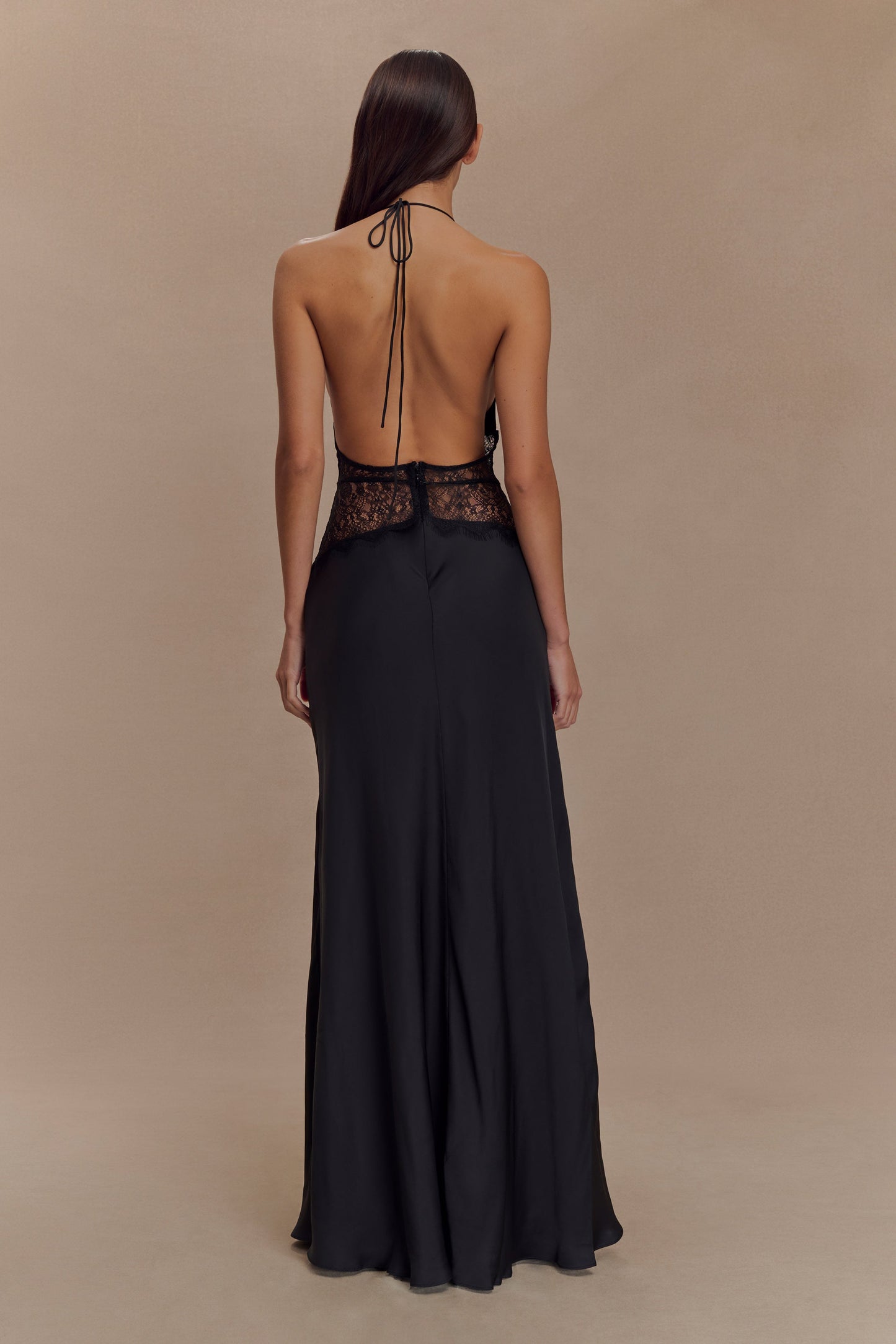 Mayreen | Black Halterneck Lace Maxi Dress