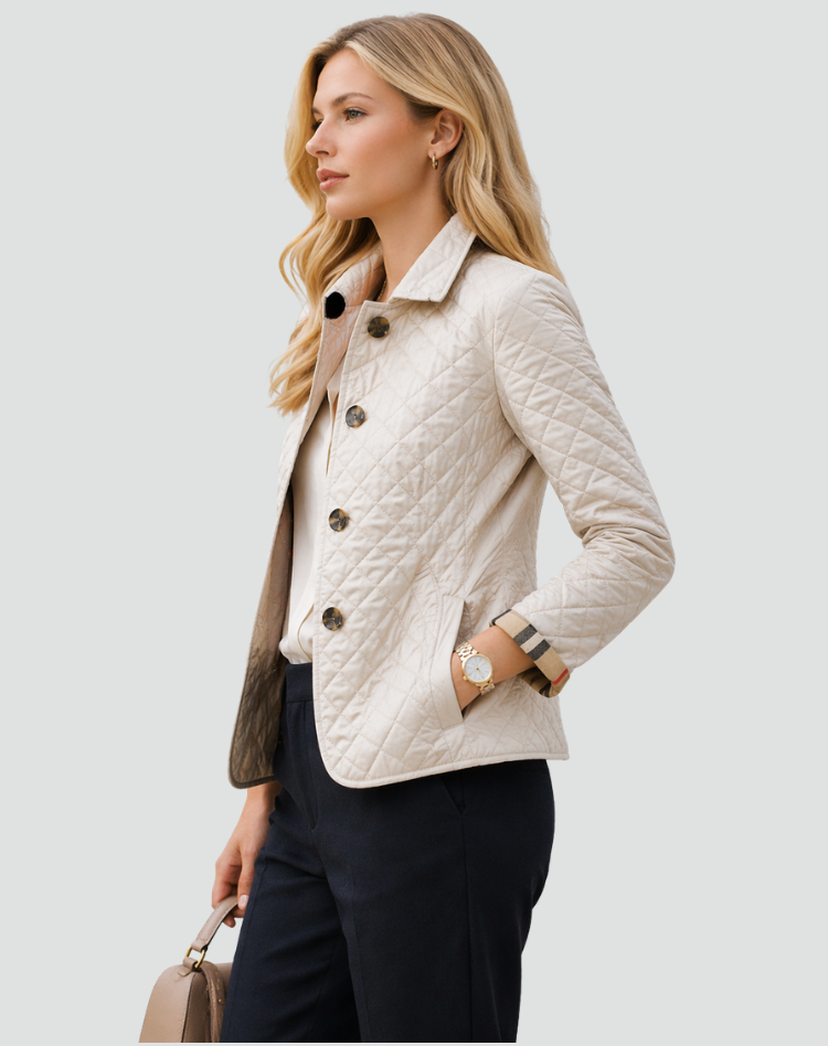 Myrna | Quilted Jacket Stand Collar Button Front