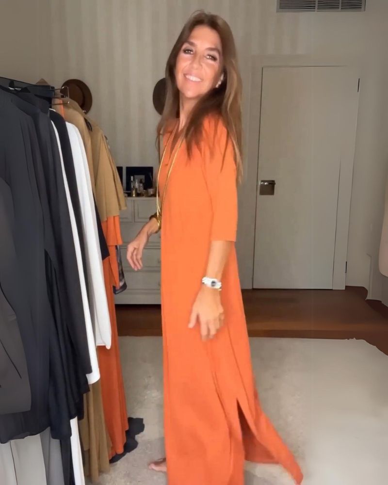 Deynia | V Neck Three Quarter Sleeve Maxi Dress