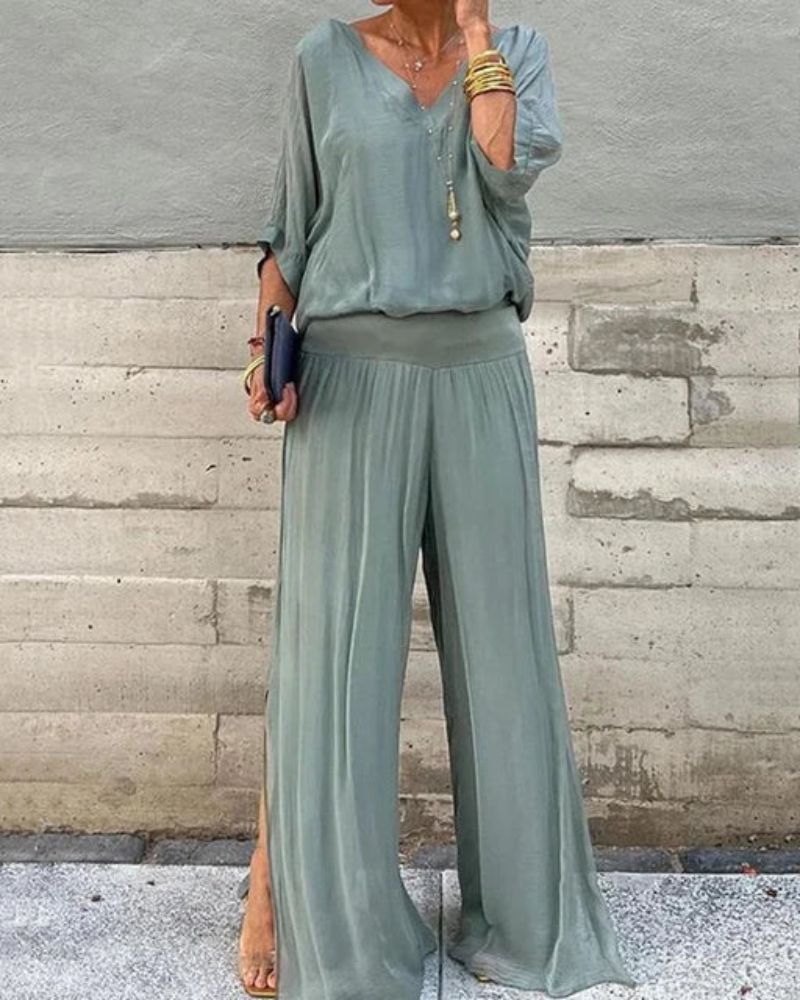 Anfisa | Wide Leg Trouser Two Piece Set