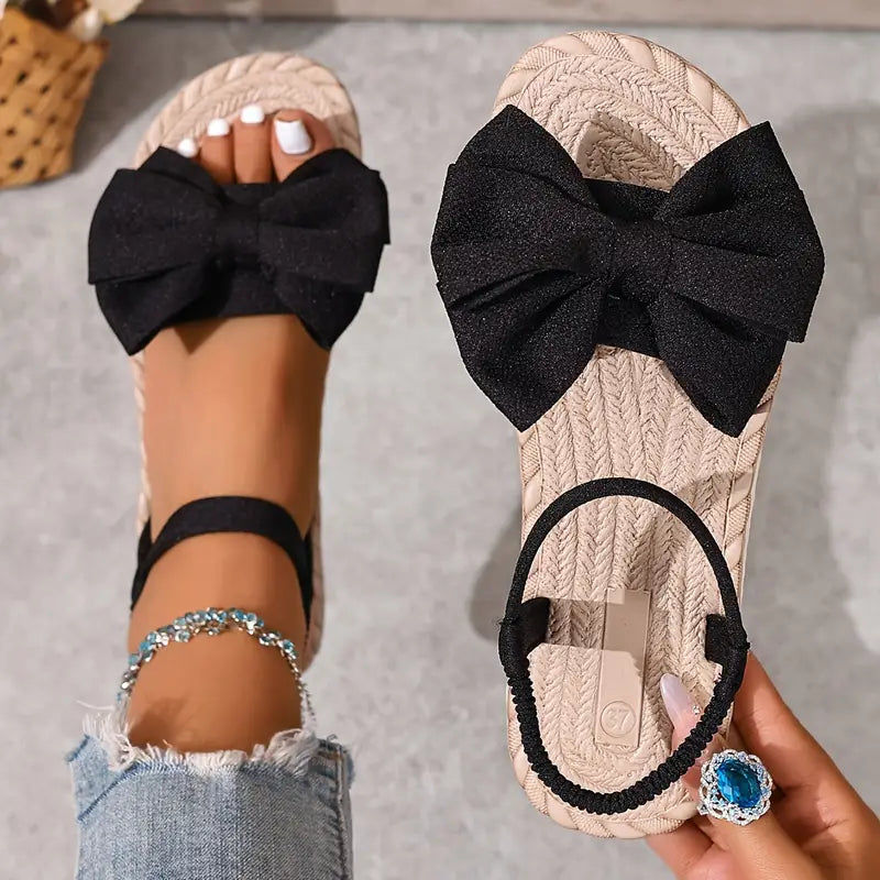 Michela | Bow Strap Flat Open Toe Sandals
