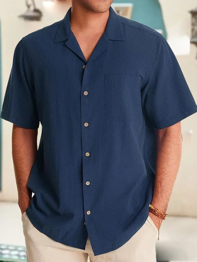 Huib | Short Sleeve Revere Collar Pocket Shirt