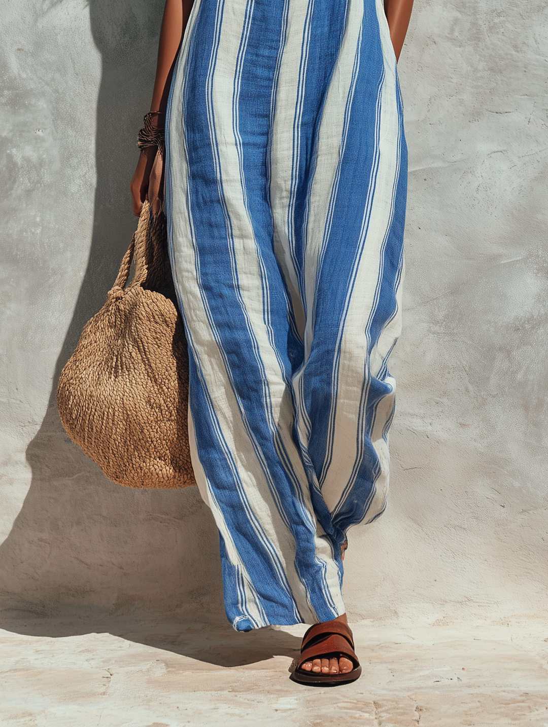 Lyliana - Striped Sleeveless Wide Leg Jumpsuit
