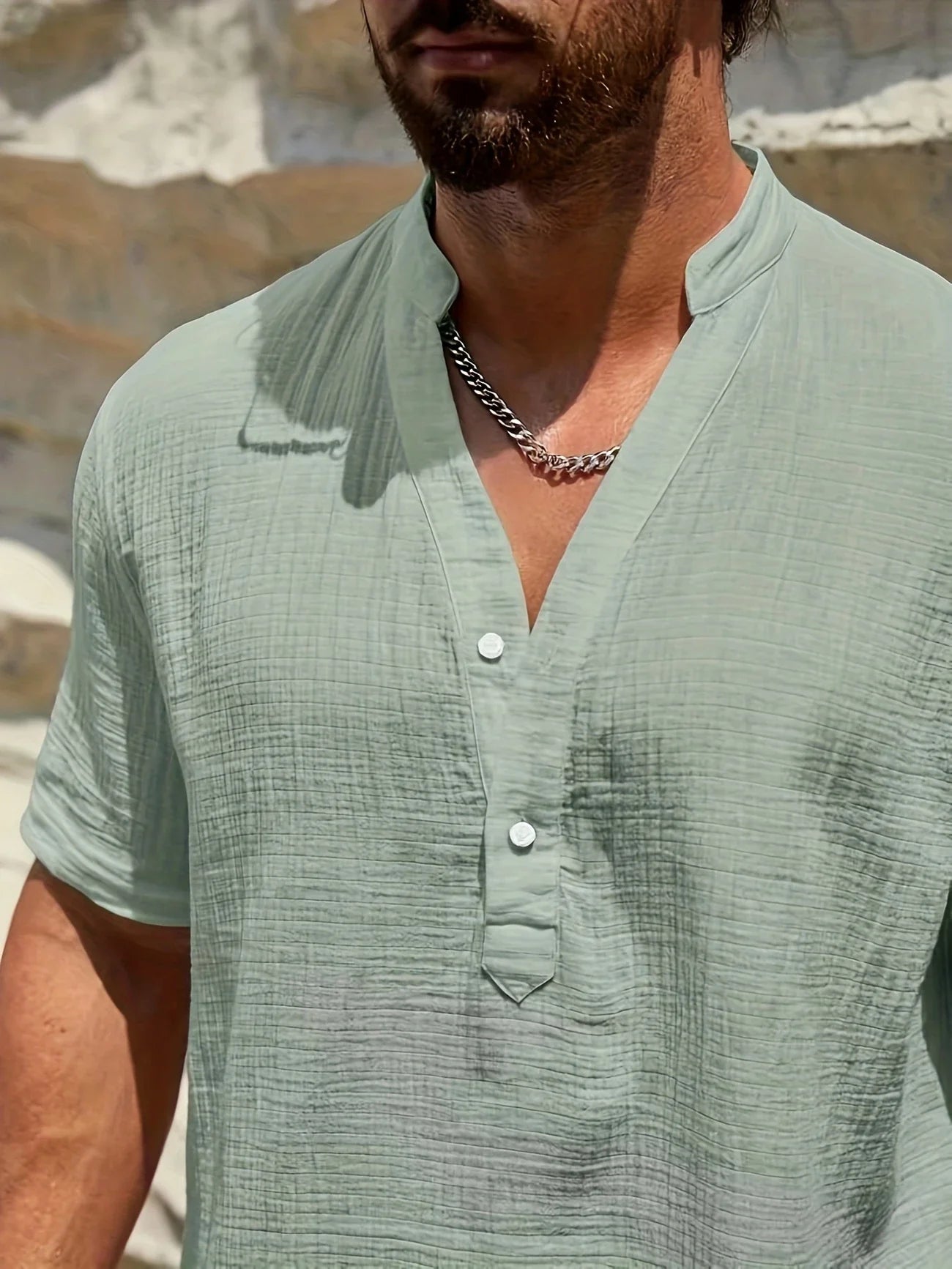 Sancho | Short Sleeve Stand Collar Shirt