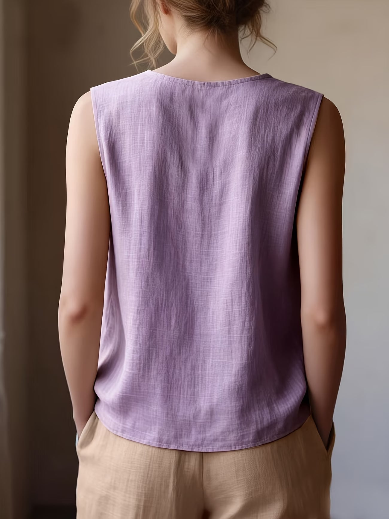 Safiya | Sleeveless Ruffle Neck Relaxed Blouse