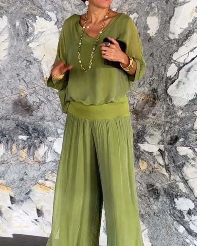 Anfisa | Wide Leg Trouser Two Piece Set