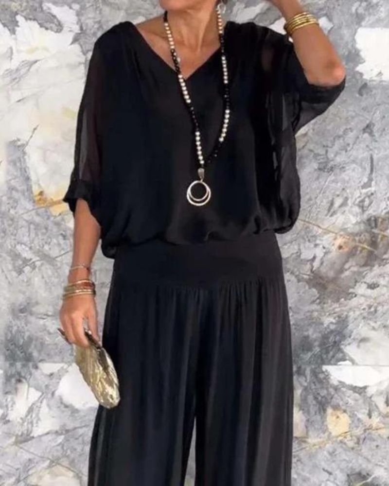 Anfisa | Wide Leg Trouser Two Piece Set