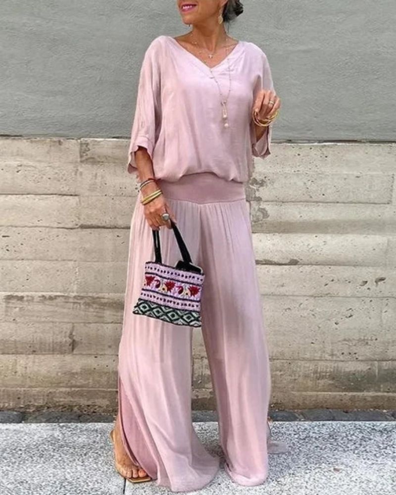 Anfisa | Wide Leg Trouser Two Piece Set
