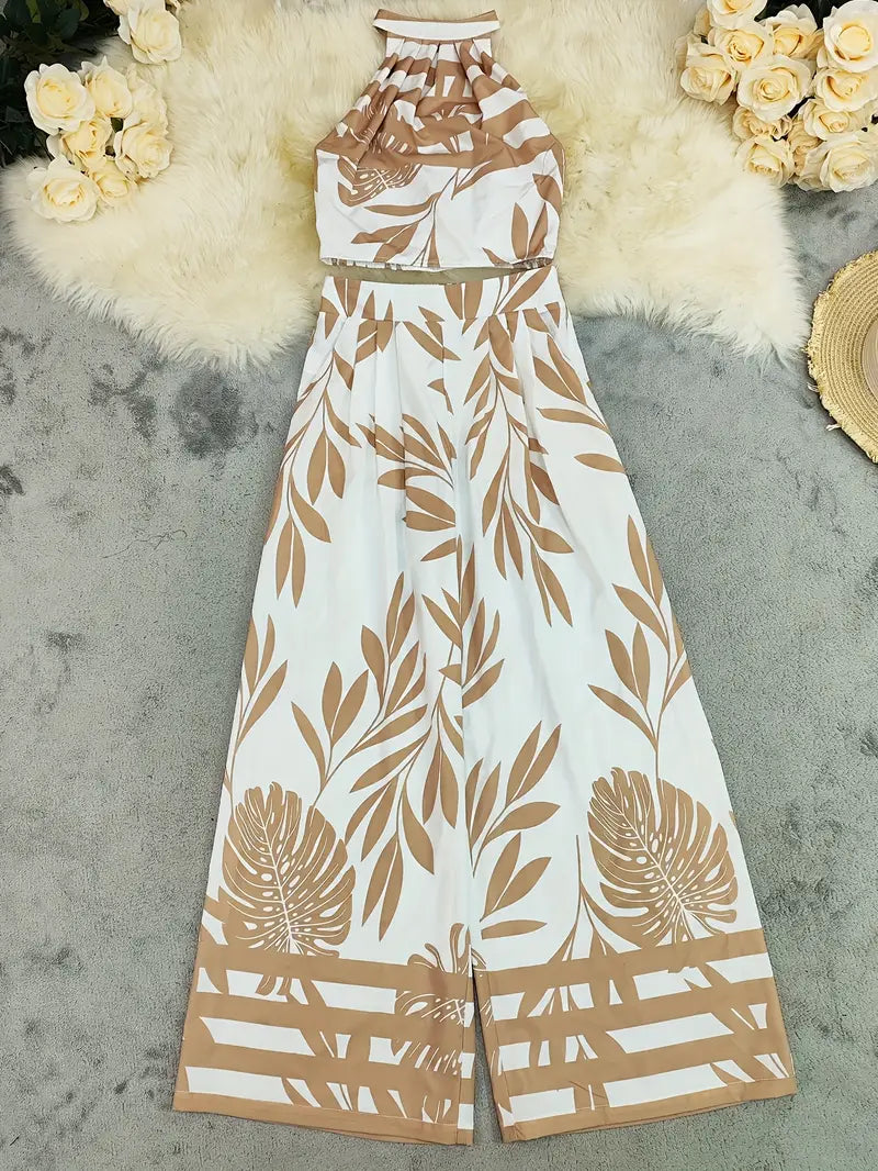 Zirina | Tropical Print Halter Two Piece Set