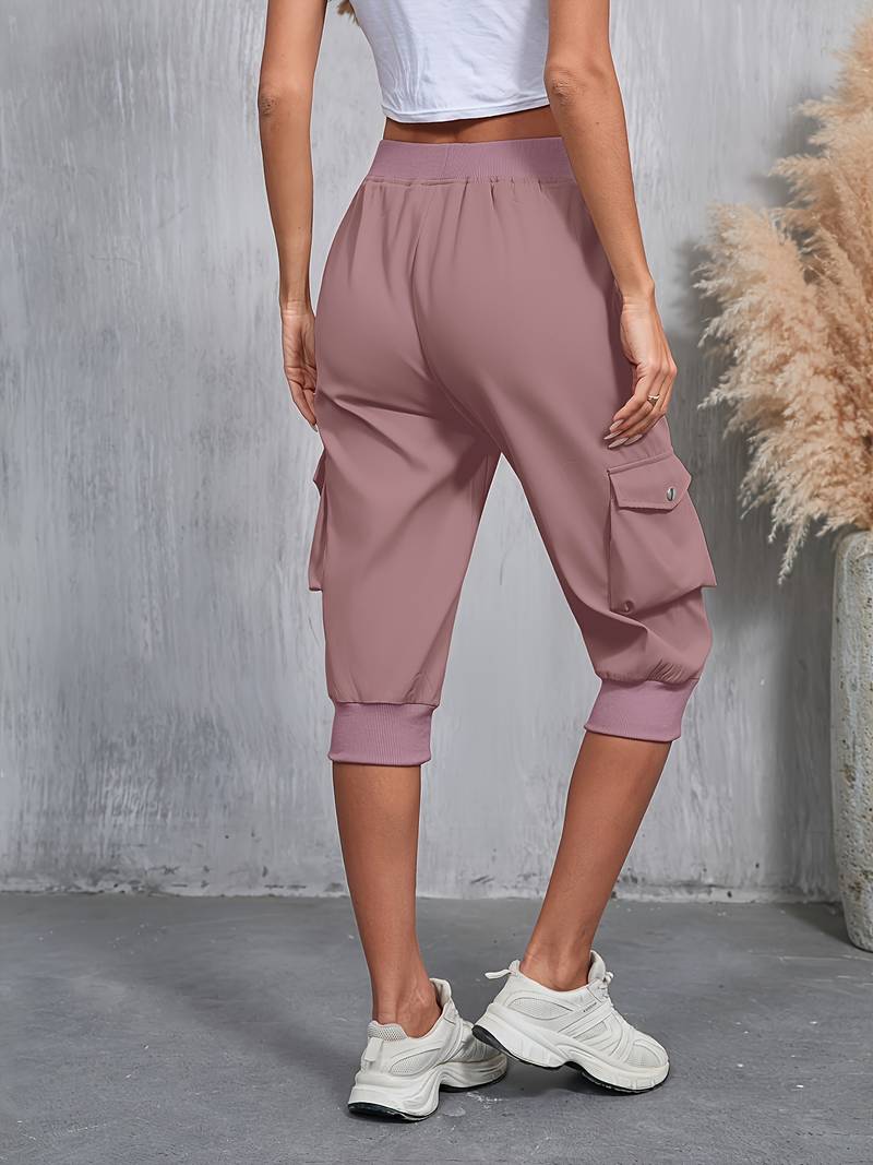 Kirabo | Cargo Cropped Drawstring Jogger Trousers