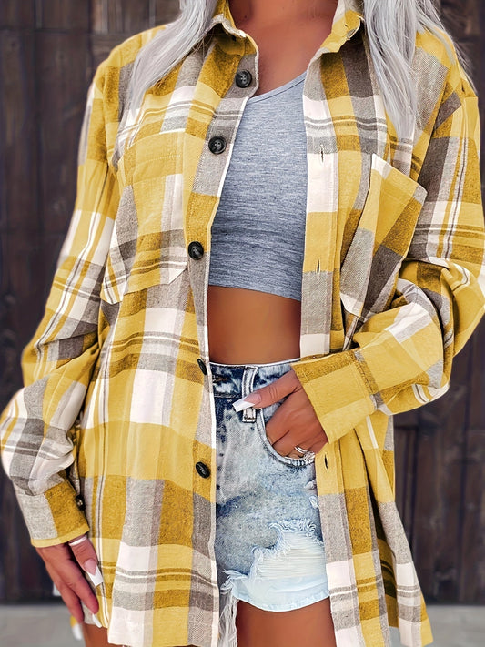Yenira | Long Sleeve Checked Button-Up Shirt