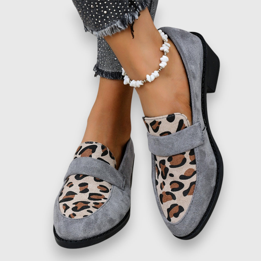 Lucyna | Leopard Print Block Heel Loafers