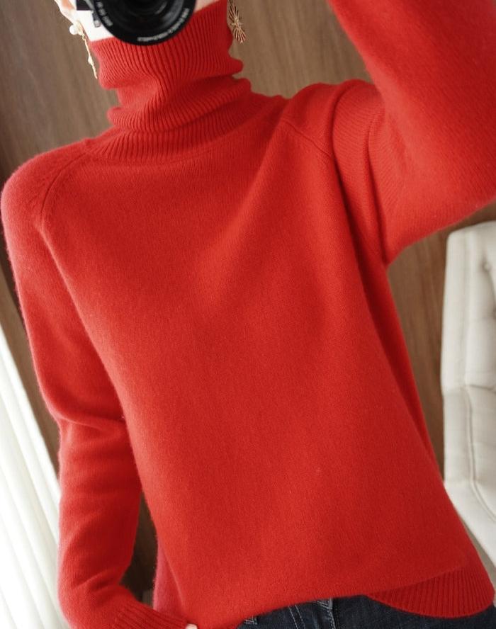 Amber | Long Sleeve Turtleneck Jumper with Ribbed Detail