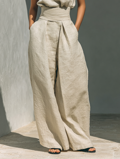 Vlatka | Linen High Neck Wide Leg Co-ord