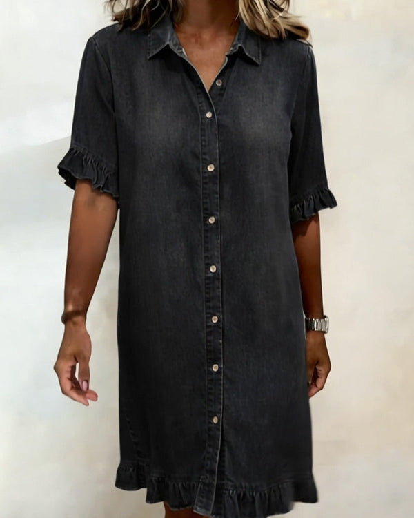 Ndapewa | Denim Style Button Front Shirt Dress