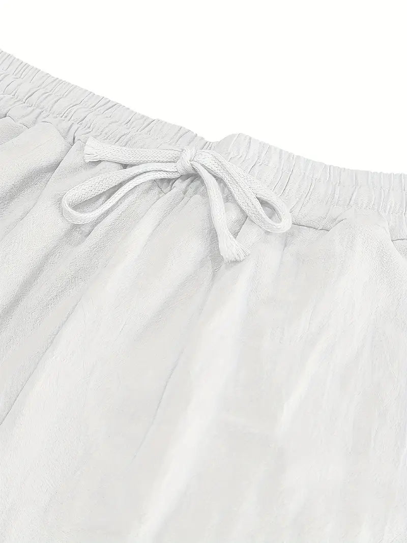Babaev | Drawstring Wide Leg Linen-Style Trousers