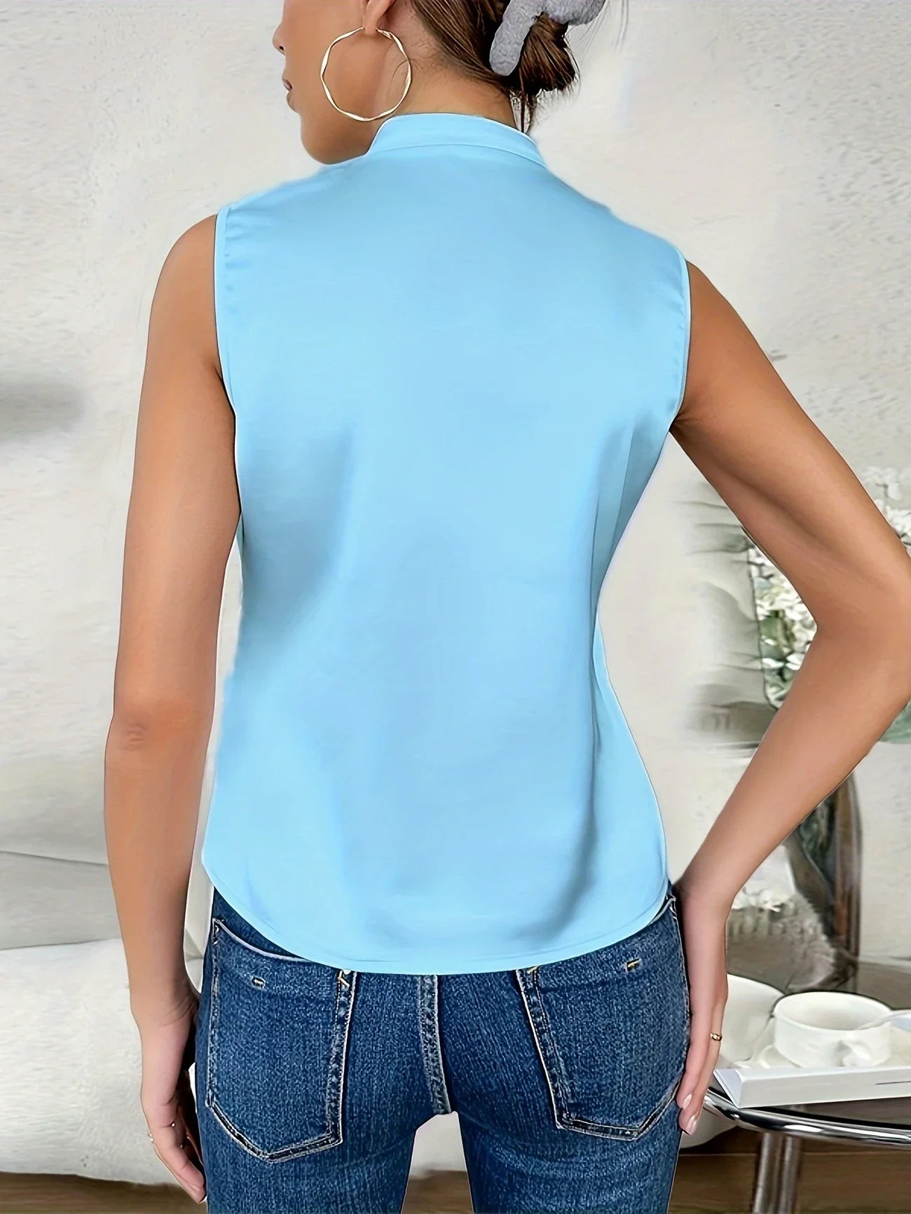 Cebulska | Sleeveless Wrap V-Neck Blouse Top