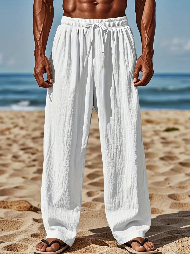 Babaev | Drawstring Wide Leg Linen-Style Trousers