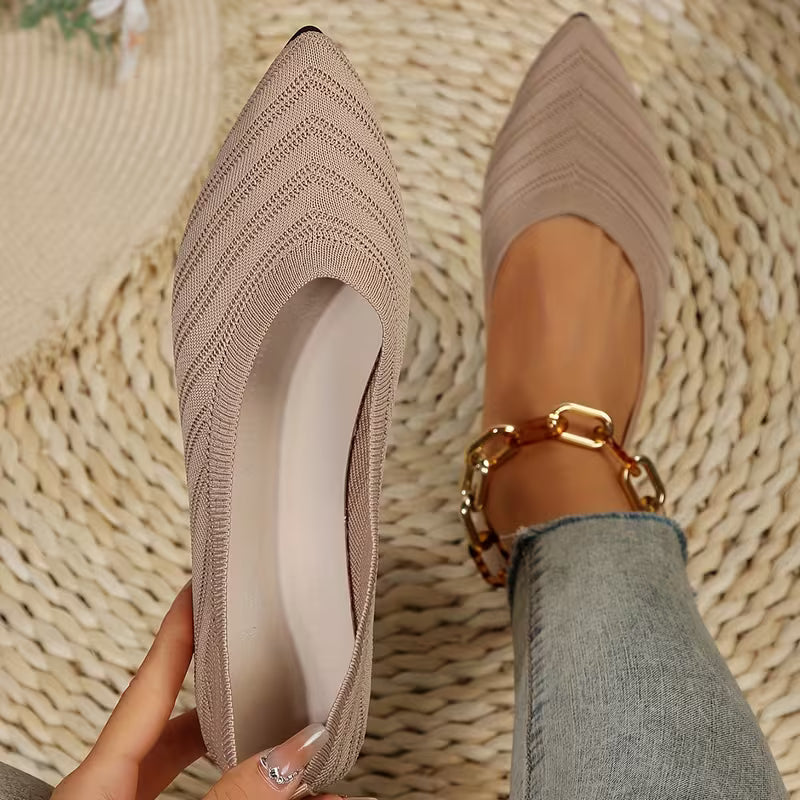 Mikya - Pointed Toe Knit Ballet Flats