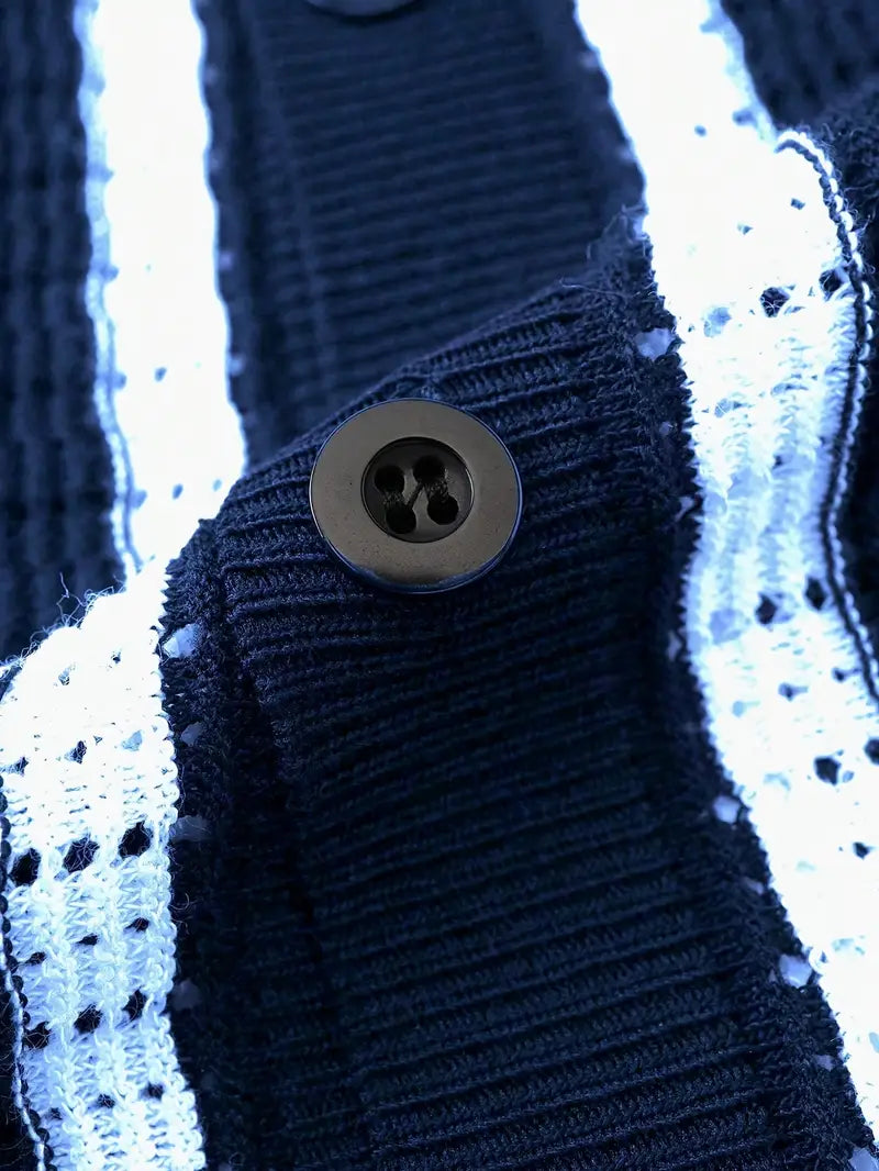 Cordell | Short Sleeve Striped Knit Polo Shirt