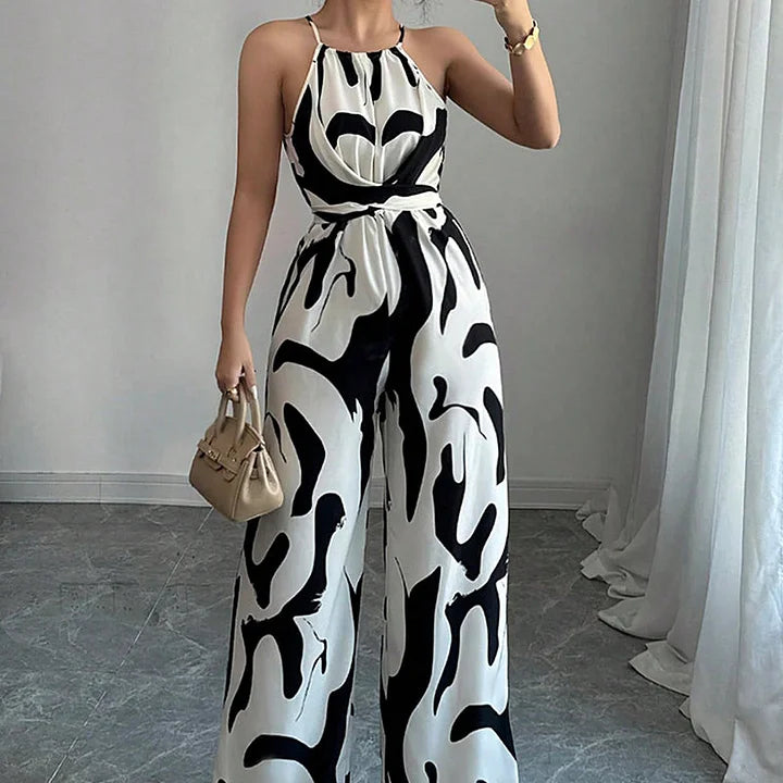Jorinda | Printed Halterneck Wide Leg Jumpsuit