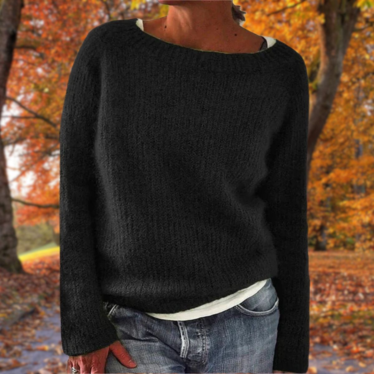 Haydee | Knit Sweater Wide Neck Long Sleeve Relaxed Fit