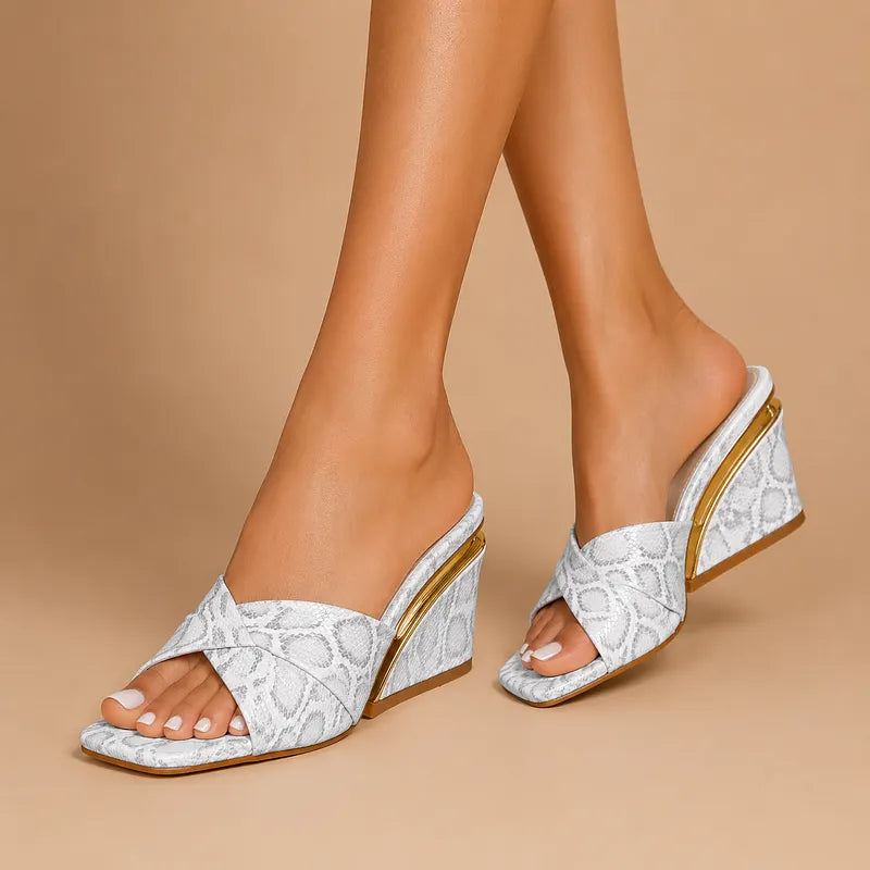 Axelle | Cross Strap Wedge Heel Sandals