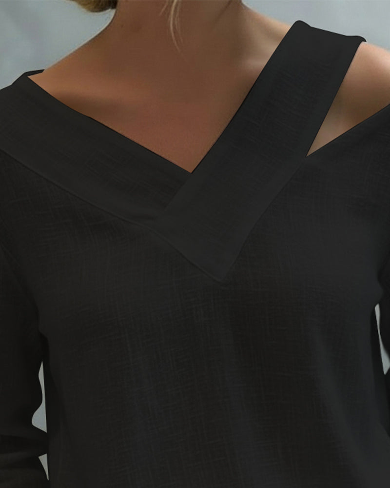 Makeeta | Cold Shoulder Linen Womens Blouse