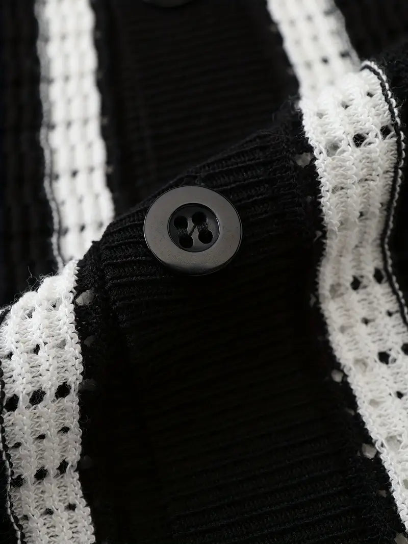 Cordell | Short Sleeve Striped Knit Polo Shirt