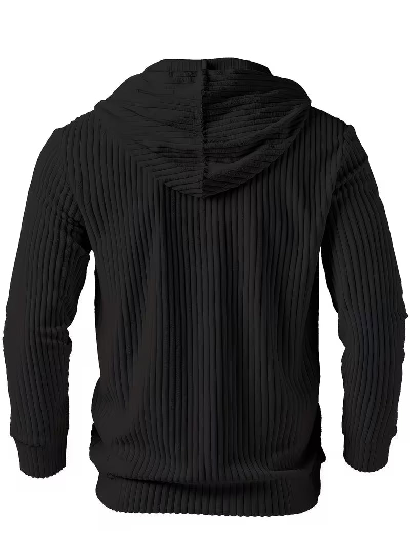 Colman | Hooded Ribbed Knit Pullover Sweatshirt