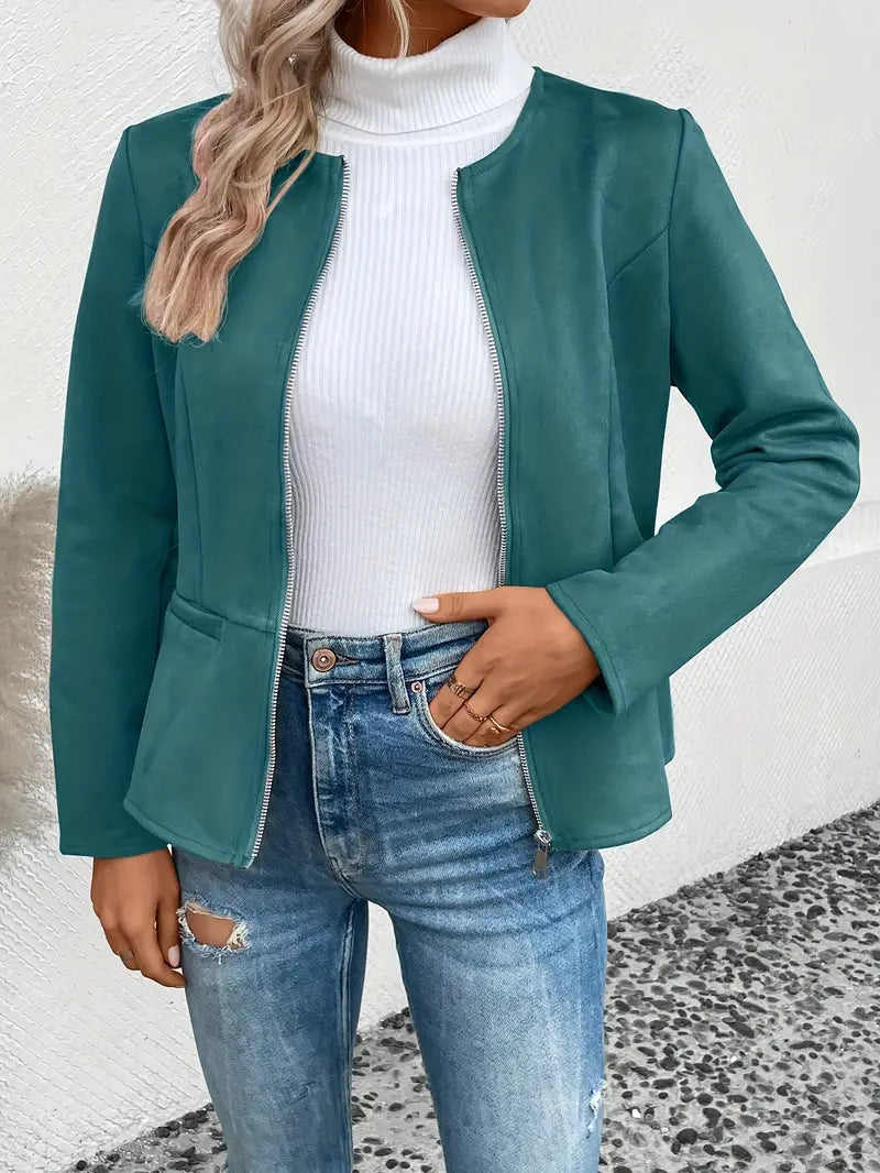 Roksana | Jacket with Round Neck and Zip Closure