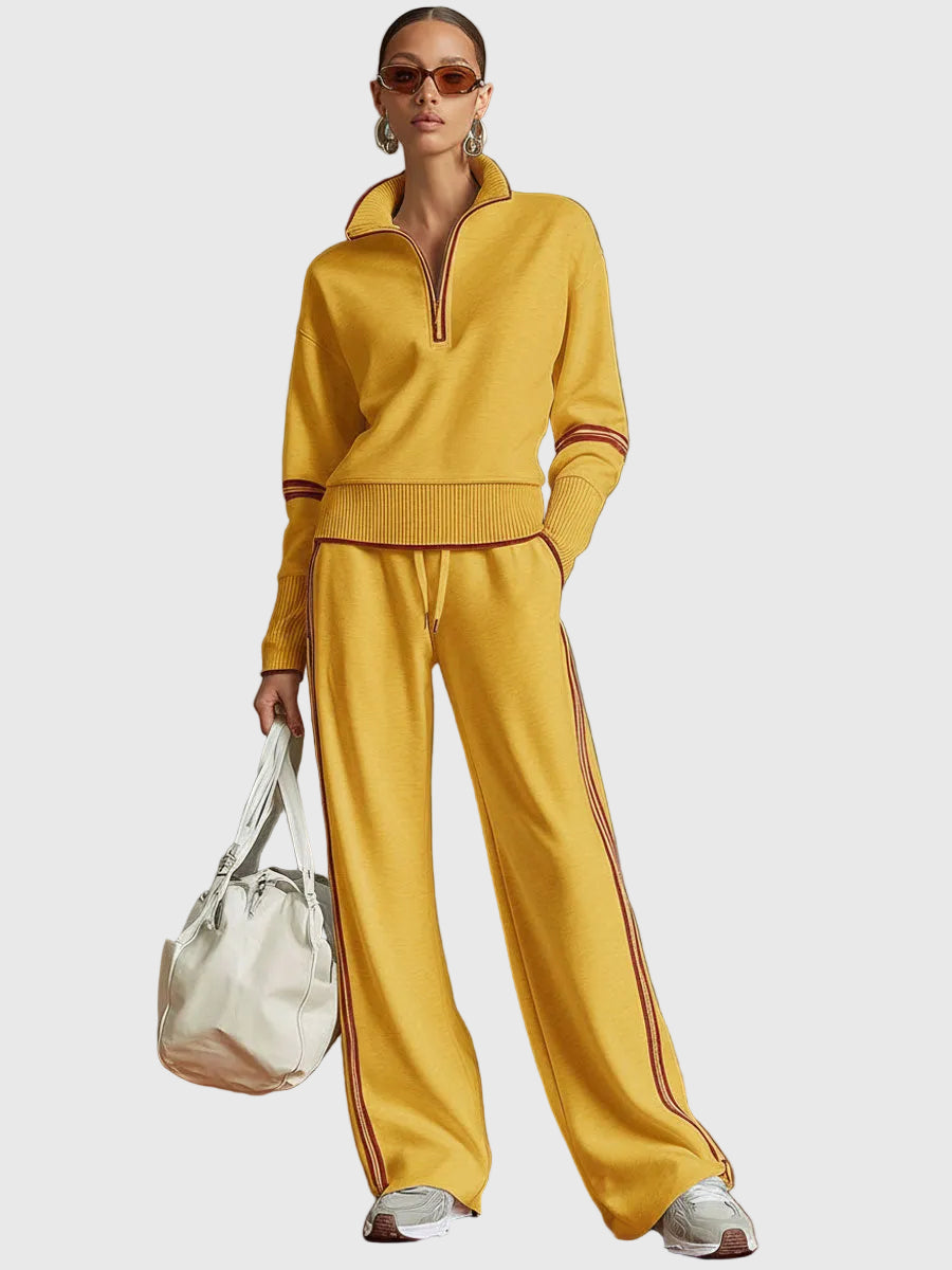 Minrada | Zip Neck Knitted Lounge Set