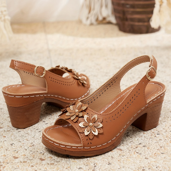 Haisley | Sandals Floral Slingback Block Heel