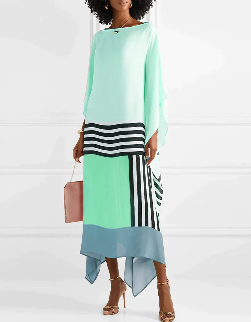 Shraddha | Striped Patchwork Kaftan Midi Dress