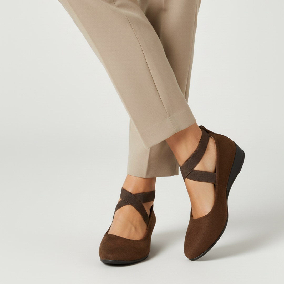 Dalida | Cross Strap Wedge Ballet Shoes