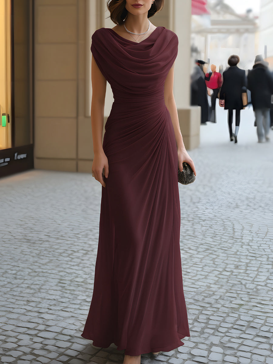 Jutharat | Draped Gathered Neck Maxi Dress
