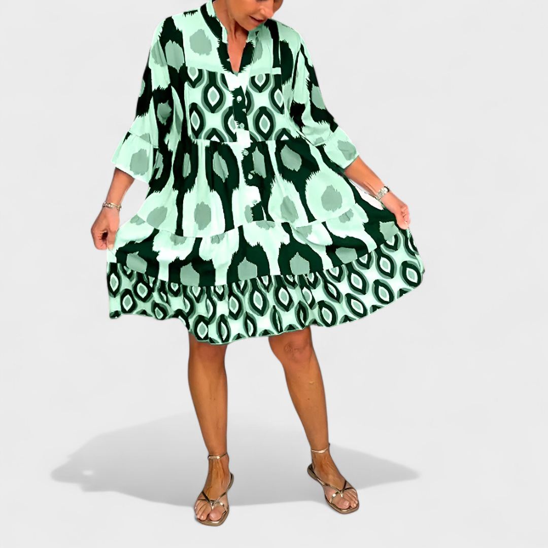 Suciana | Printed Button Front Smock Dress